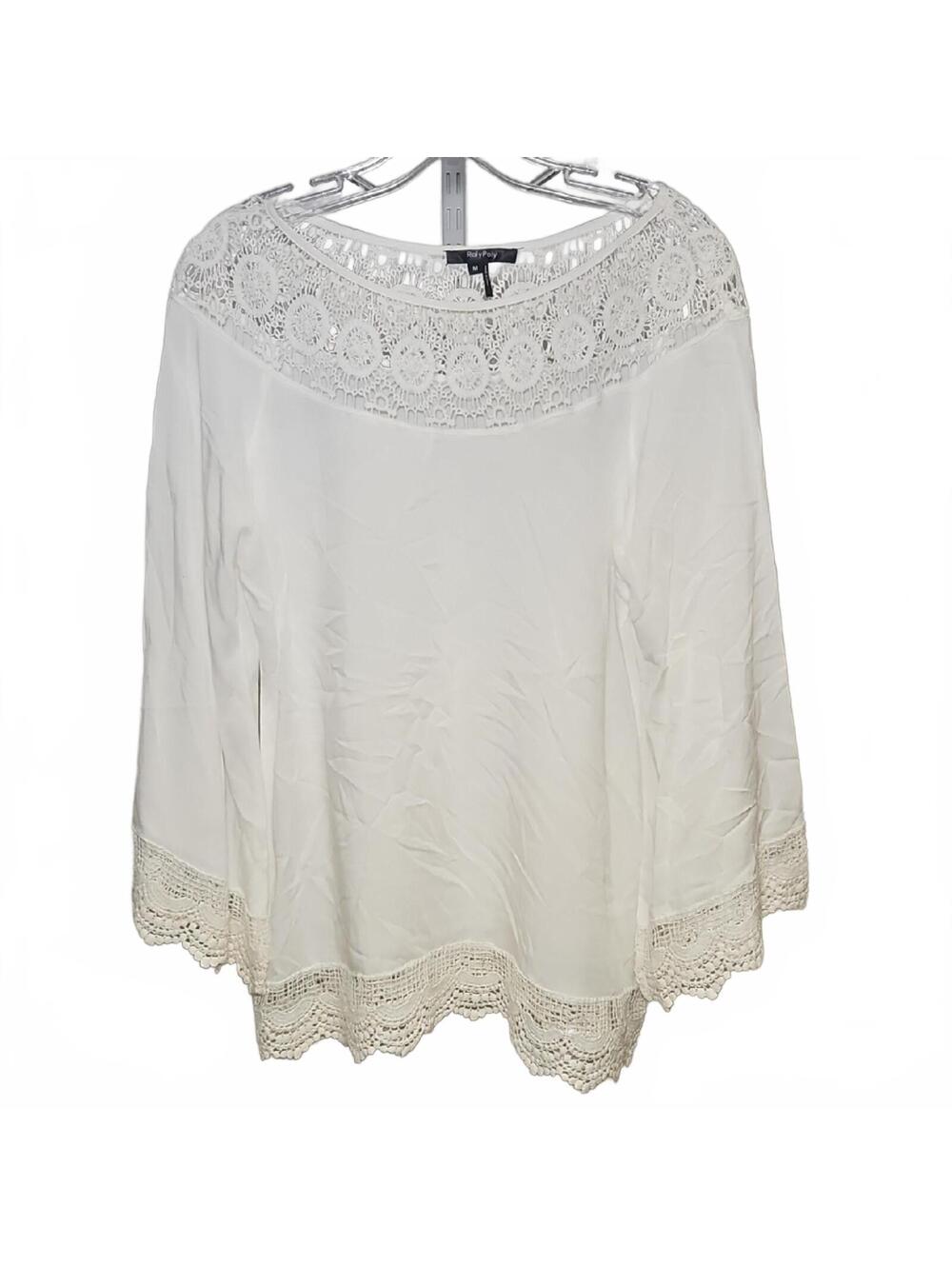 RolyPoly | Elegant White Lace Trim Women's Top | M
